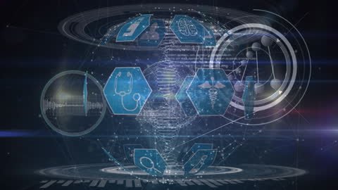 Futuristic Science and Technology with DNA Helix and Icons