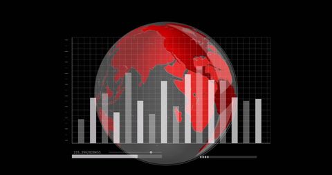 Global Statistical Analysis Interface on Spinning Red Globe - Download Free Stock Images Pikwizard.com