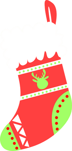 Transparent christmas stocking with festive elements in flat design