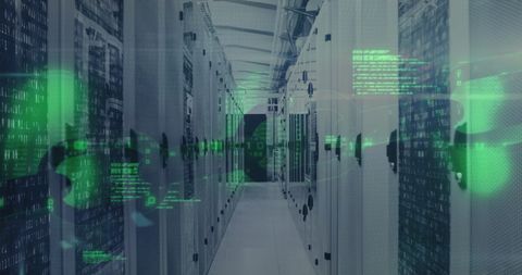 Digital Data Processing Overlay in Modern Server Room - Download Free Stock Images Pikwizard.com