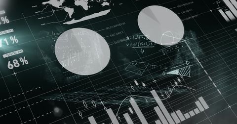 Abstract Data Analysis with Mathematical Formulas on Dark Interface - Download Free Stock Images Pikwizard.com