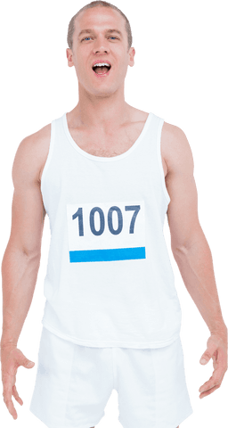 Muscular Young Athlete on Transparent Background