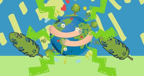 Earth Embraced by Greenery in Vibrant Artistic Representation