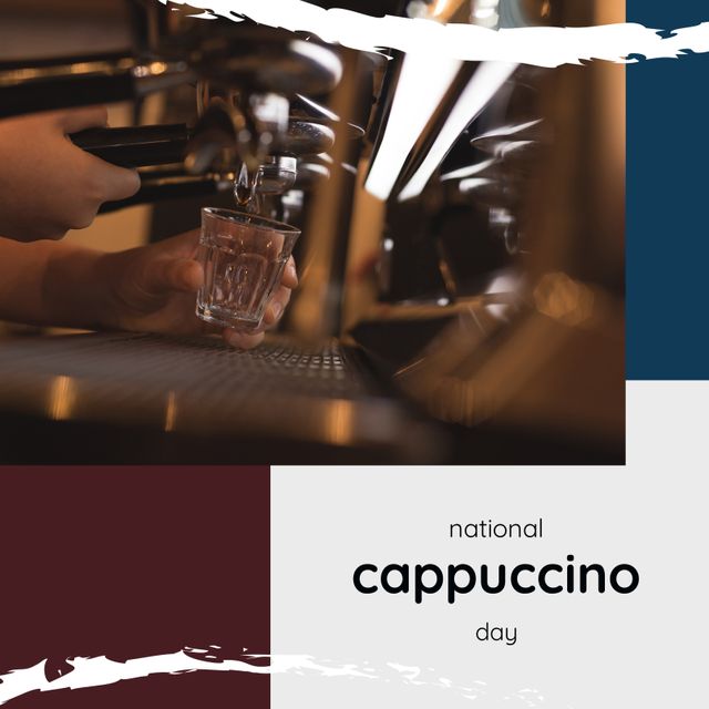 Perfect for promoting cafe events, coffee culture articles, and National Cappuccino Day celebrations. Ideal for use in social media posts, coffee shop advertisements, and holiday greeting cards.