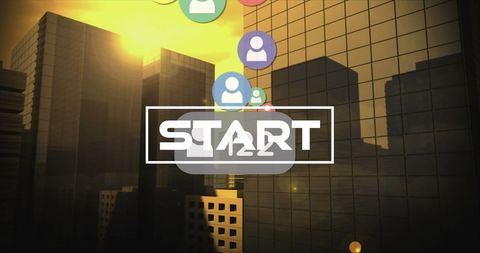 Digital Interface Concept with Growth Over City Skyline