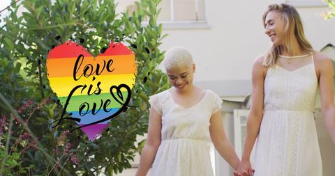 Loving Diverse Couples Celebrating Pride With Love is Love Theme