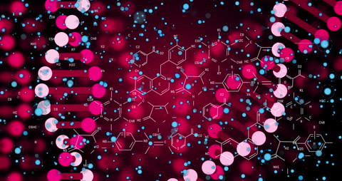 Rotating DNA Animation with Particles and Molecular Structure Aesthetics
