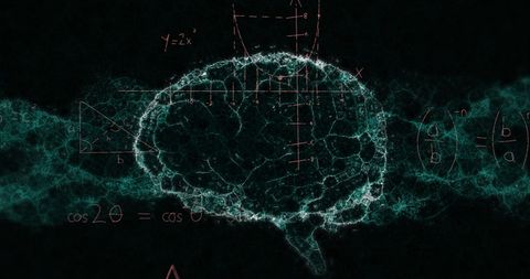Digital Brain with Math Formulas on Black Background - Download Free Stock Images Pikwizard.com