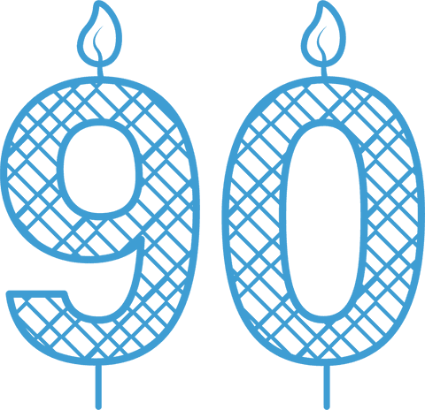 birthday celebration: transparent blue 90 with candle flames - Download Free Stock Videos Pikwizard.com