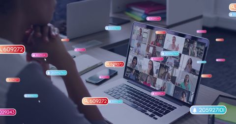 Virtual Meeting and Social Media Connection in Digital Workplace - Download Free Stock Images Pikwizard.com