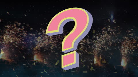 Abstract Animation of Question Mark over Sparkler Background