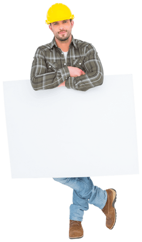 transparent construction worker holding blank signboard - Download Free Stock Videos Pikwizard.com