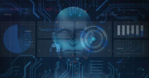 Futuristic AI Face Scan with Digital Interface Elements - Download Free Stock Images Pikwizard.com