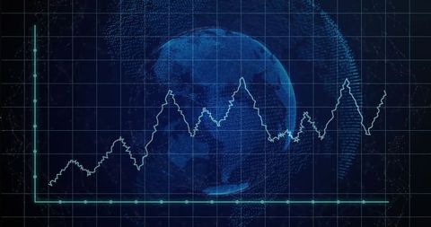 Futuristic Holographic Globe with Digital Data Graph Overlay