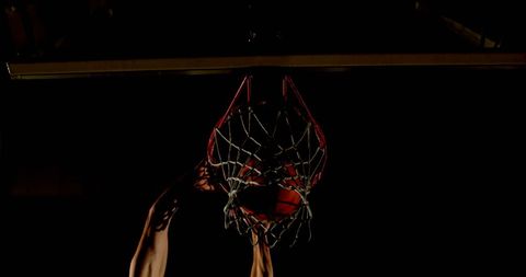 Dynamic Basketball Slam Dunk from Below Hoop View - Download Free Stock Images Pikwizard.com