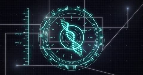 Digital DNA Strand with Futuristic Data Interface