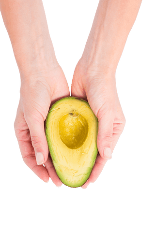 woman hands holding fresh cut transparent avocado half isolated - Download Free Stock Videos Pikwizard.com