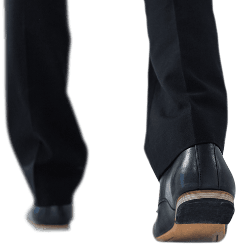 Transparent Walk of Businessman's Low Section Closeup