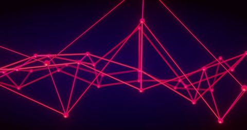 Abstract digital connectivity with neon lines on dark background