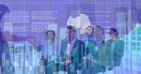 Business Team Analyzing Digital Financial Data Visualization