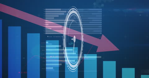 Digital Email Icon with Economic Graph and Binary Code