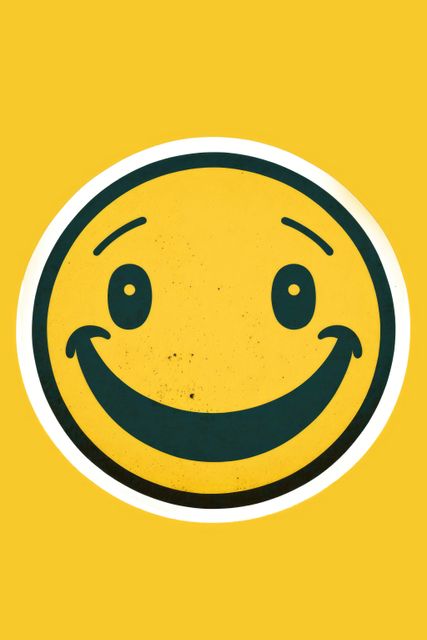 Bright yellow smiley face displaying joy and positivity on vivid background. Ideal for marketing materials, social media posts, positivity campaigns, and children's content.