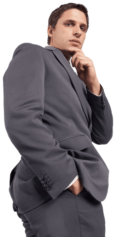 Transparent Confident Businessman Pondering Ideas