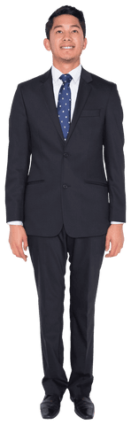 Smiling Asian Businessman Looking Up Transparent Background