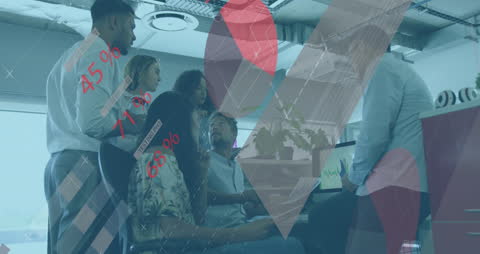 Diverse Team Discussing Business Data Analysis in Modern Office