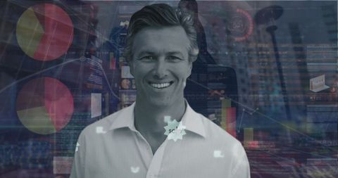 Caucasian Man and Global Business Data Integration