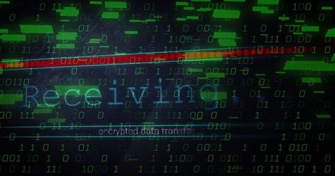 Cybersecurity concept with encrypted data transfer digital interface