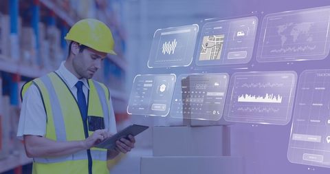Warehouse Worker Utilizing Digital Data Interface - Download Free Stock Images Pikwizard.com