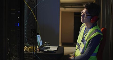 Engineer Ensuring Network Security in Modern Data Center - Download Free Stock Images Pikwizard.com