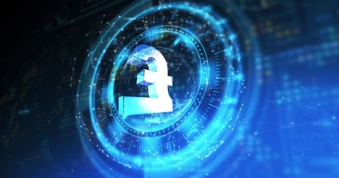 digital finance concept with rotating pound symbol - Download Free Stock Images Pikwizard.com