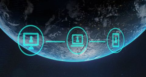 Digital Network over Earth Illustrating Global Connectivity