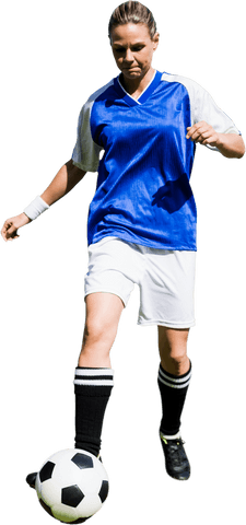 caucasian female footballer dribbling ball on transparent background - Download Free Stock Videos Pikwizard.com