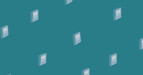 Seamless Pattern with Books Symbols on Green Background