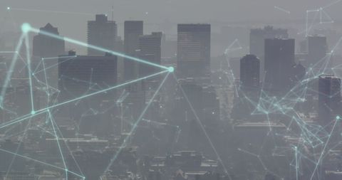 Digital Network Over Modern Cityscape - Download Free Stock Images Pikwizard.com