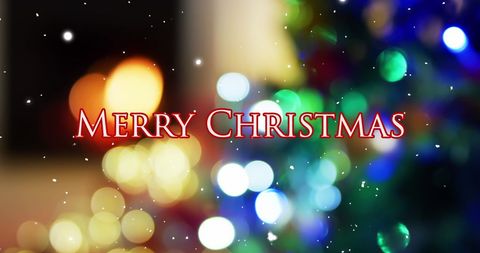 Festive Merry Christmas Greeting with Colorful Fairy Lights - Download Free Stock Images Pikwizard.com