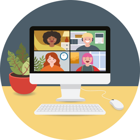 Transparent Vector Illustration of Virtual Group Video Call on Computer - Download Free Stock Videos Pikwizard.com