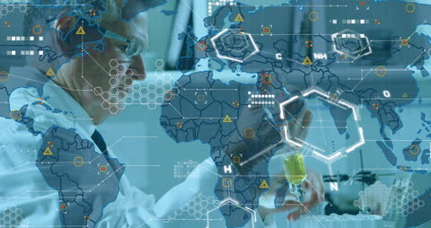 Global Science Innovations with Caucasian Chemist in Laboratory