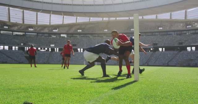 Rugby Players Intense Match Score in Stadium - Download Free Stock Images Pikwizard.com