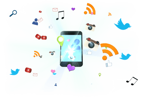 Smartphone Surrounded by Vibrant Social Media Icons on Transparent Background - Download Free Stock Videos Pikwizard.com