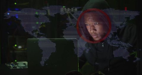 Hacker in Data Center Engaging in Cybersecurity Breach