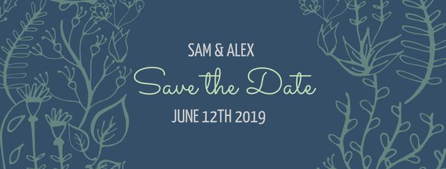 Elegant Botanic-Themed Save the Date Card on Navy Background - Download Free Stock Templates Pikwizard.com