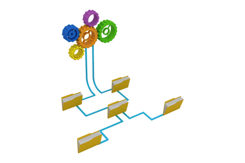 colorful cogs and folders network on transparent background - Download Free Stock Videos Pikwizard.com