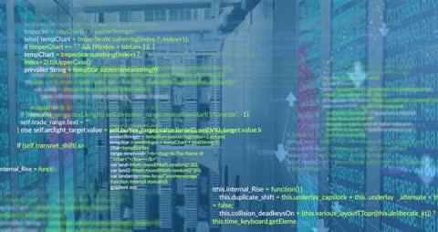 Technology Data Stream Overlay Showing Server Rooms