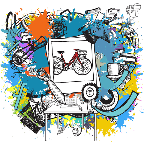 transparent bicycle sketch with vibrant creative elements - Download Free Stock Videos Pikwizard.com