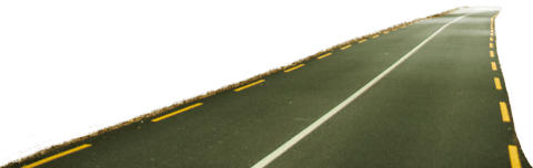 Diminishing transparent road with yellow and white markings