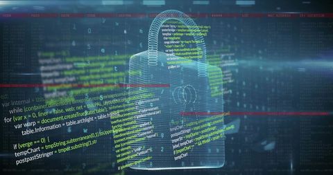 Cybersecurity Concept with Digital Lock and Data Overlay - Download Free Stock Images Pikwizard.com